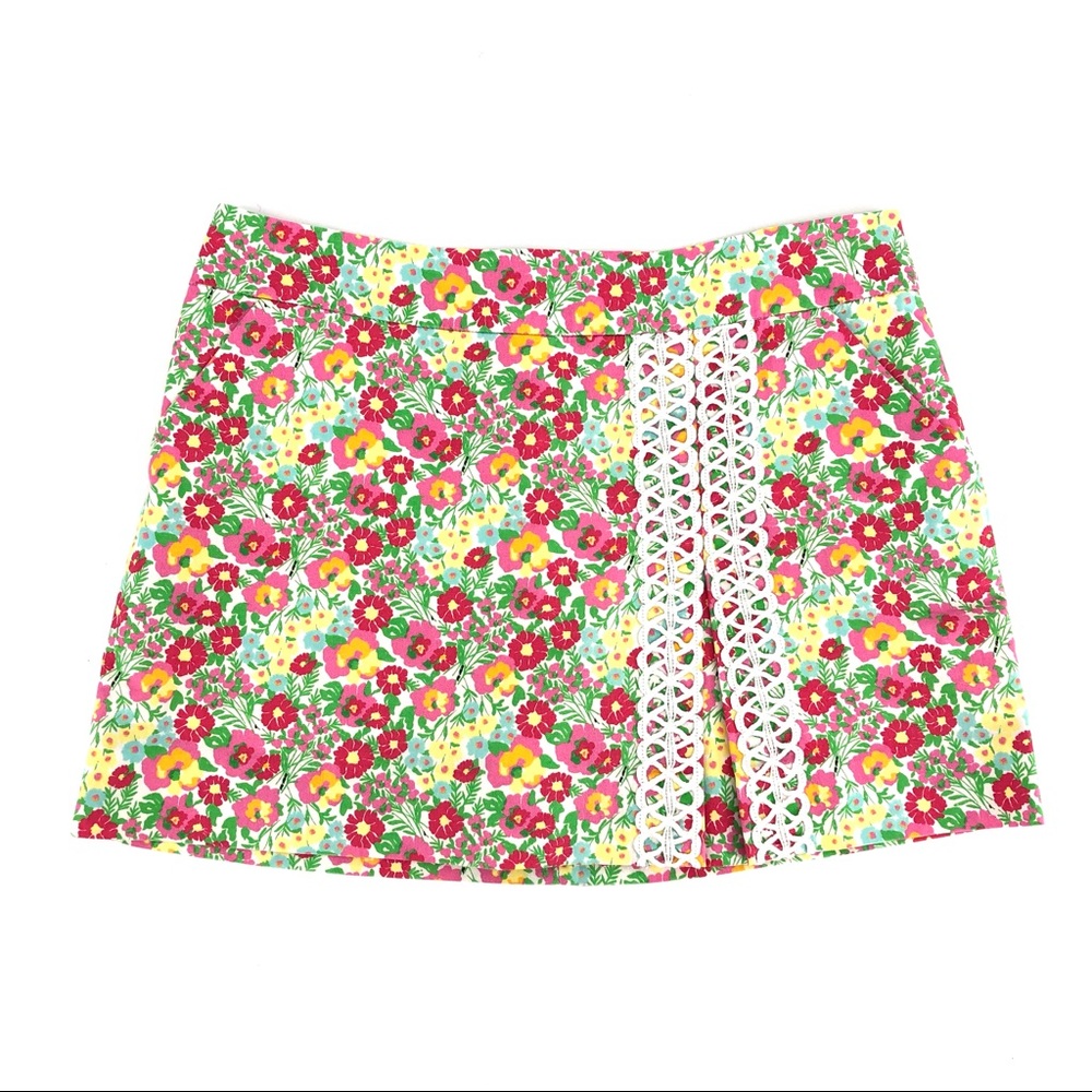 Lilly Pulitzer Pink Green Yellow Floral Print Tawney Style Skort - Picture 1 of 8